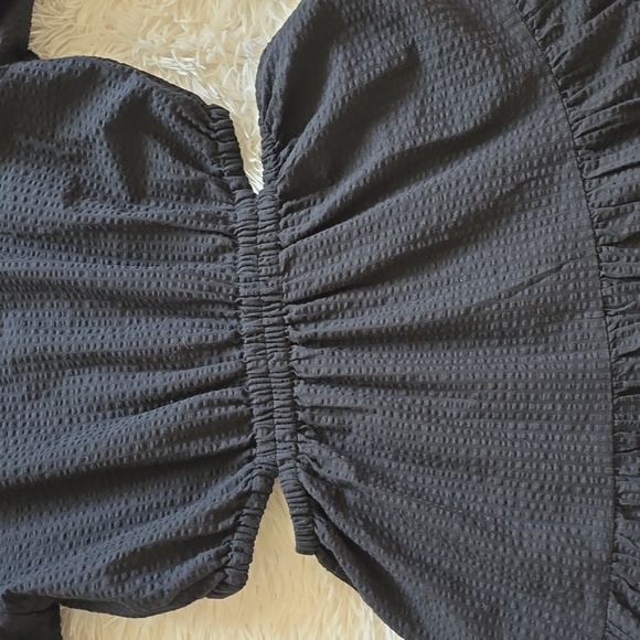 Seersucker Puff-Sleeve Cutout Mini Dress - Picture 5 of 12